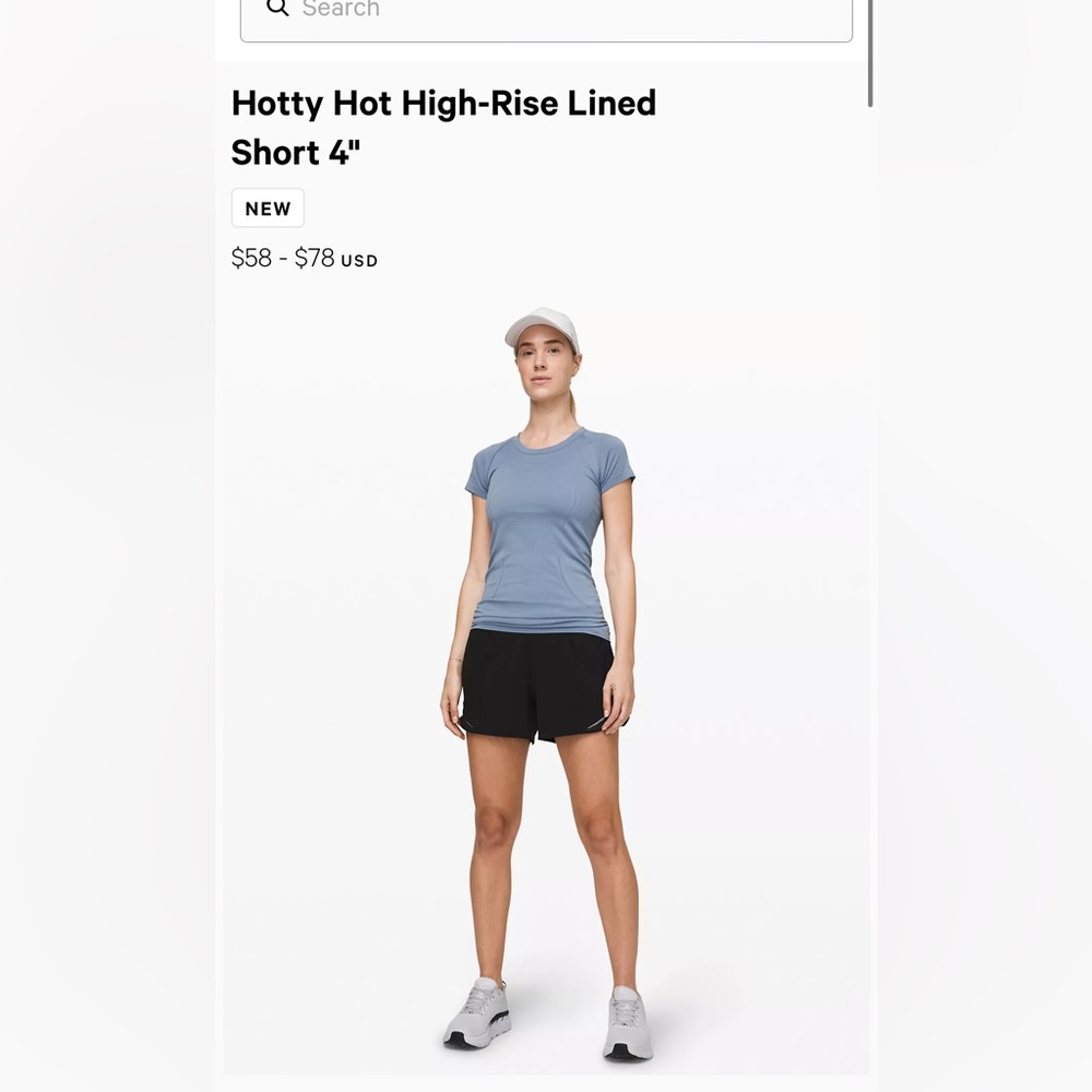 LULU LEMON hotly hot shorts 4” size 6 BRAND NEW*